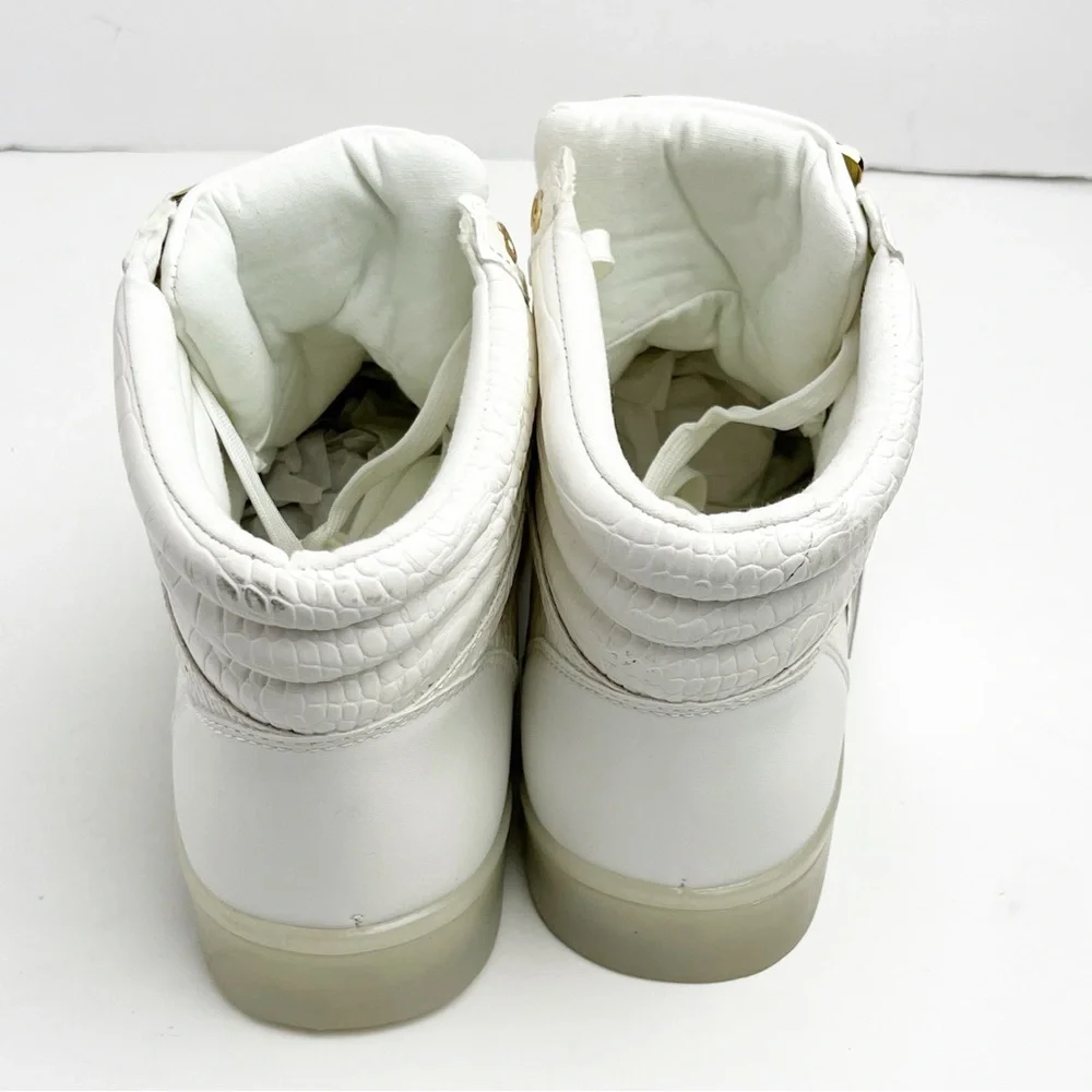 BEBE SPORT Keene White Faux Croc Embossed Lace Up High Top Sneakers Size 8 Y2K - Picture 5 of 14